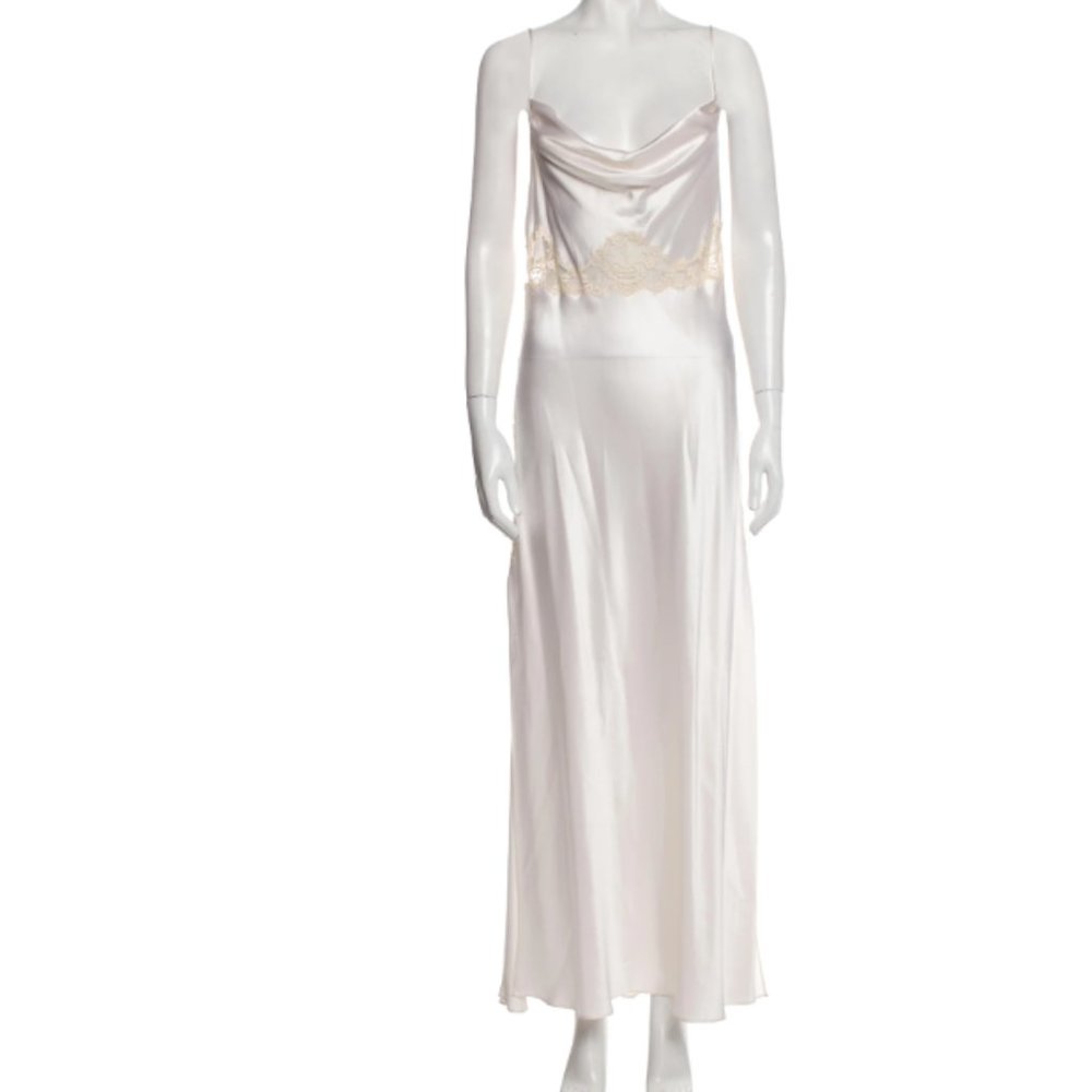 BERGDORF GOODMAN Silk Lace Trim Embellishment Chemise